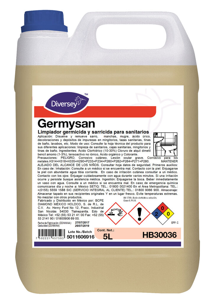 GERMYSAN 4x5L - Limpiador Germicida y Sarricida para Sanitarios
